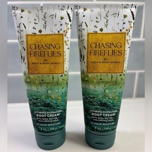 2 CHASING FIREFLIES Body Cream 8 Oz. Ultimate Hydration Bath & Body Works Lotion